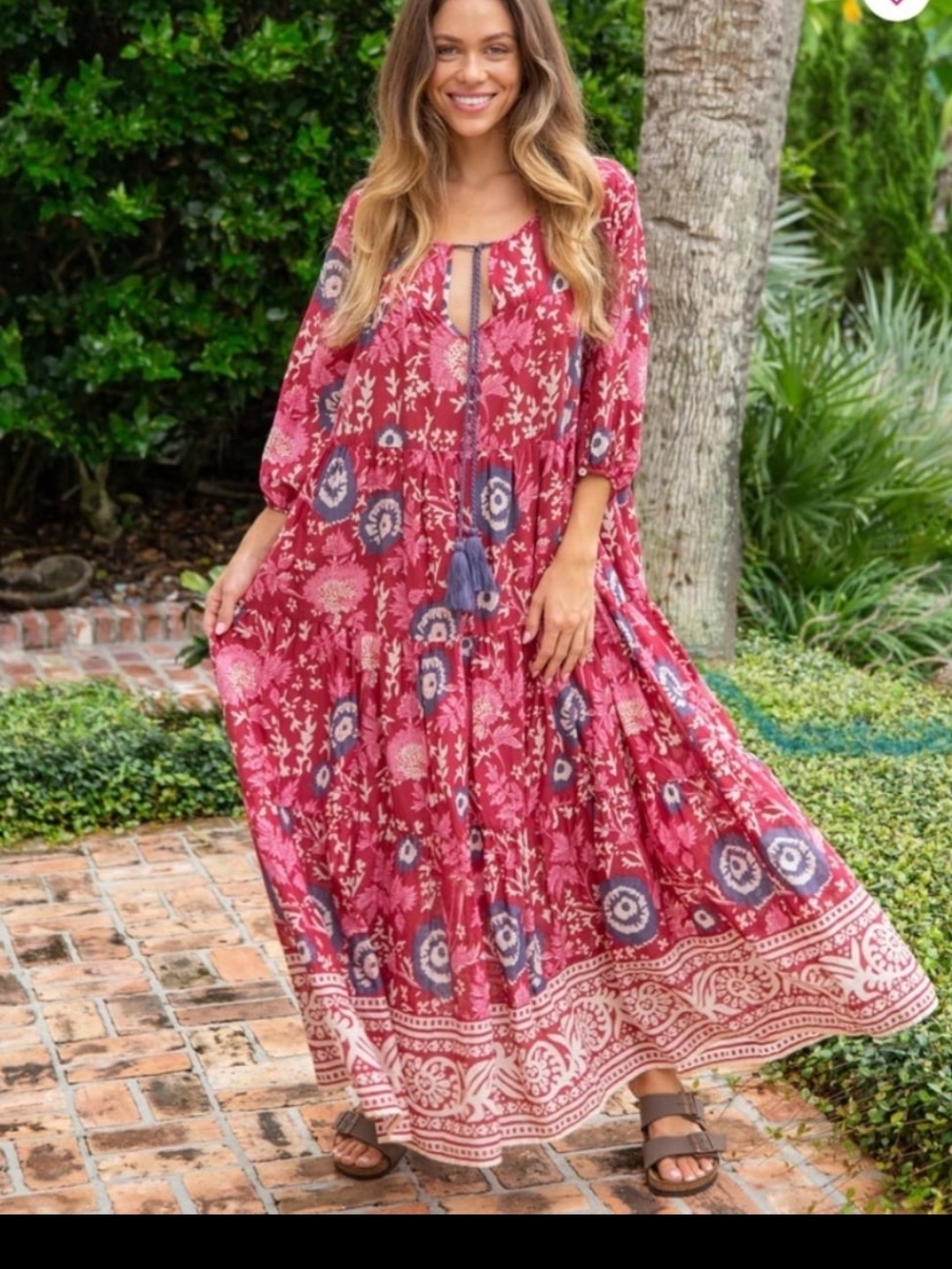 Natural Life-Bohemian Floral Tiered Maxi Dress